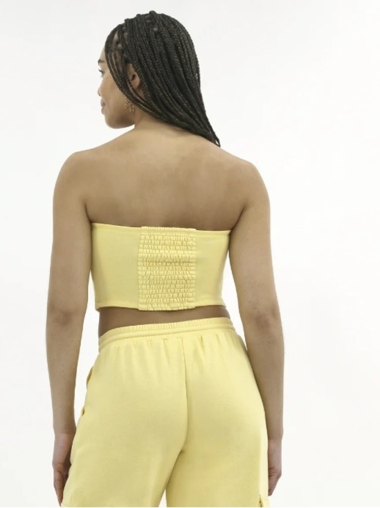 No Boundaries Pale Yellow Strapless Crop Top - Picture 2 of 4